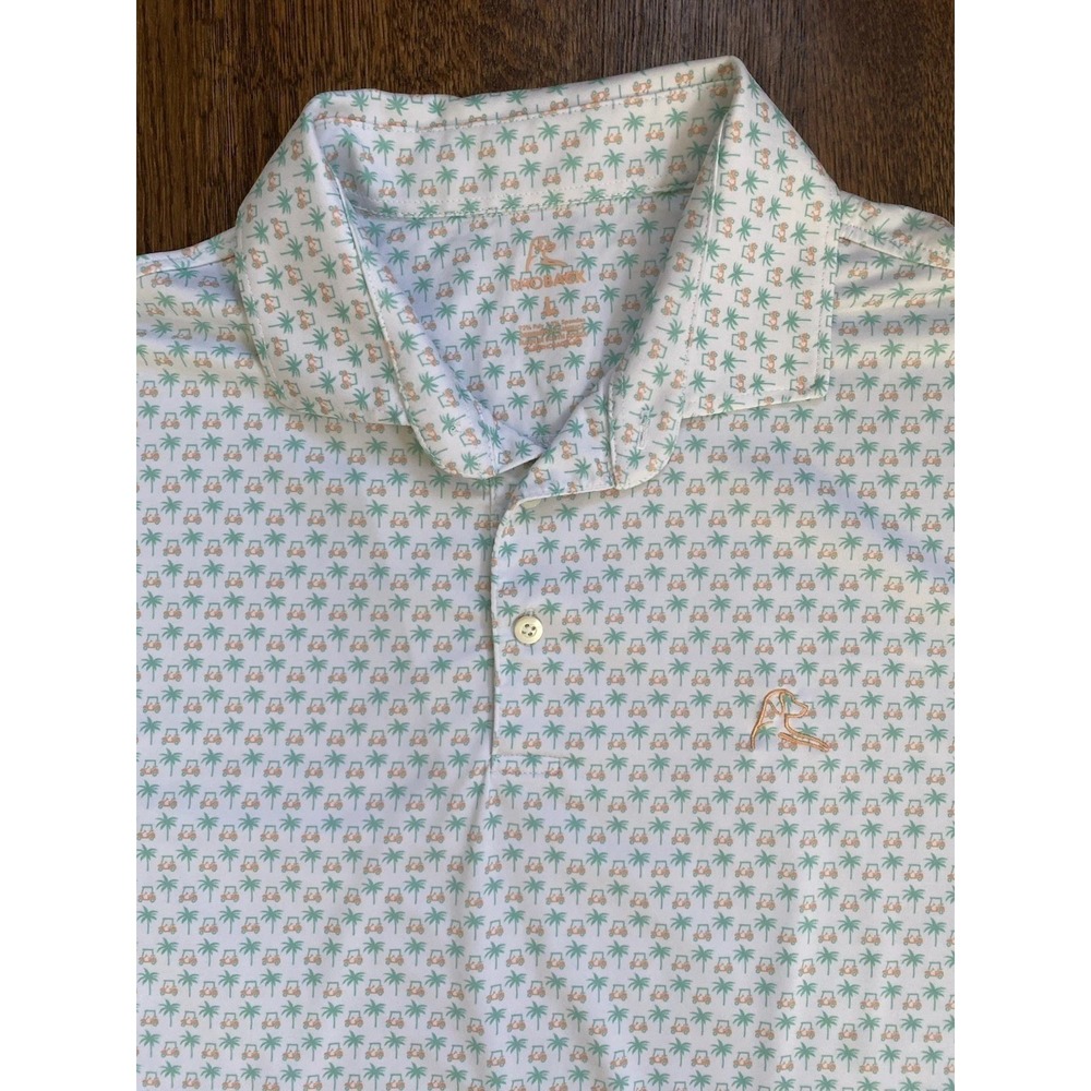 Rhoback Shirt Mens L Polo The Koopa Palm Tree Golf Cart Pattern Short Sleeve